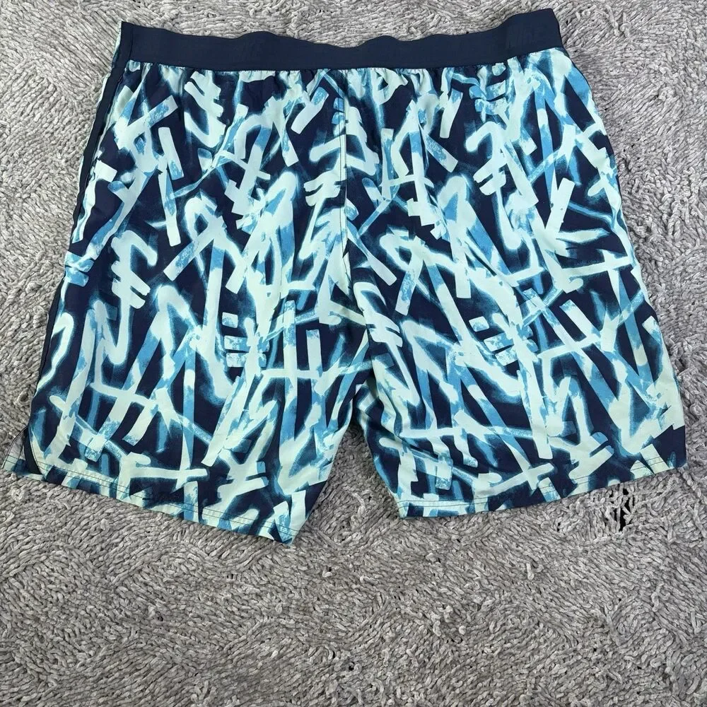 Nike Swim Trunks Mens 4XL Blue Lined Summer Beach Drawstring Tropical Activewear